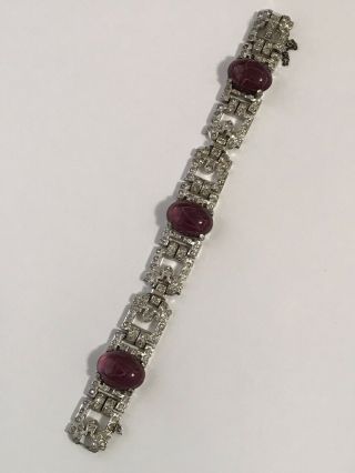 Vintage Gorgeous Rhinestone Art Deco Early Ktf Trifari Glass Bracelet