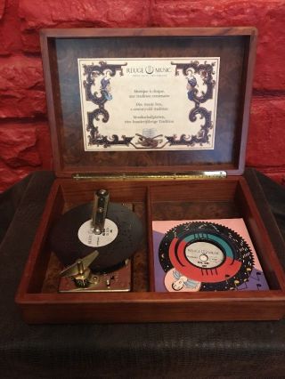 Vintage Wood Reuge Music Box And 6 Disc Record Player Style Ad30 C6