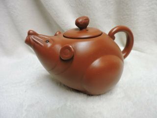 Chinese Yixing Zisha Style Rat Mouse Red Clay Teapot