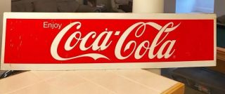Large Vintage Enjoy Coca Cola Soda Red Sign Vintage Metal Sign Advertising