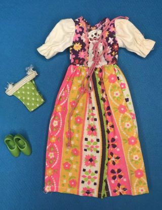 1972 Vintage Kenner Blythe Doll Pleasant Peasant Dress Outfit Clothes Shoes