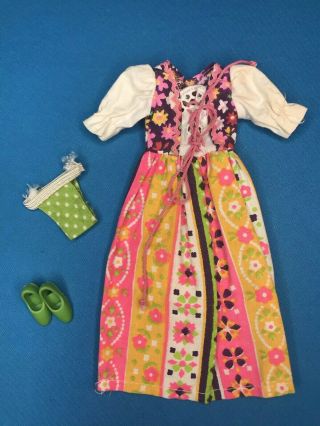 1972 Vintage Kenner Blythe Doll PLEASANT PEASANT Dress Outfit Clothes Shoes 4