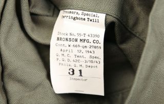 Bronson Vintage WW2 HBT M - 42 Fatigue Trousers US Army Military Men ' s Pants Loose 7