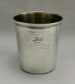Vtg C1890s Continental Austrian? Solid Sterling Silver Beaker Cup 