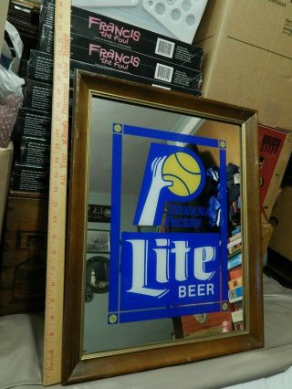 Miller Lite Indiana Pacers BEECO_NBA [21  x16  ] Wood Frame Mirror Vtg Sign 4