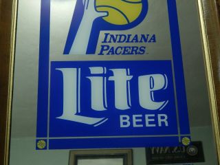 Miller Lite Indiana Pacers BEECO_NBA [21  x16  ] Wood Frame Mirror Vtg Sign 8