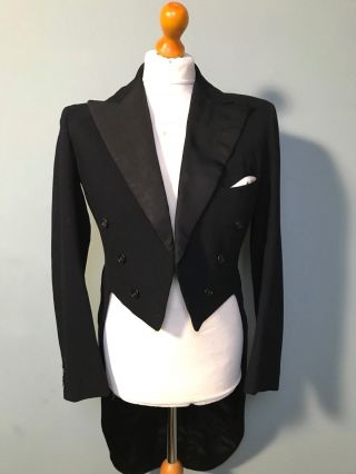 Vintage Bespoke Savile Row 1932 White Tie Tails Tailcoat Size 38 40