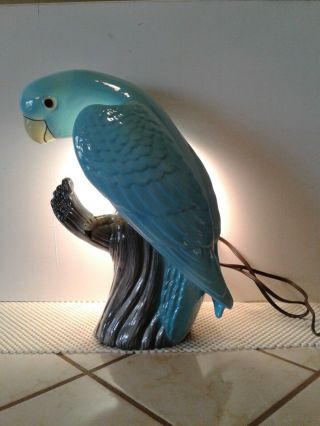 Vintage Claes Ceramic 50 ' s TV Lamp,  Tropical Parrot 12
