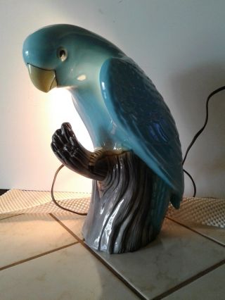 Vintage Claes Ceramic 50 ' s TV Lamp,  Tropical Parrot 4