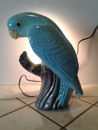 Vintage Claes Ceramic 50 ' s TV Lamp,  Tropical Parrot 5
