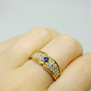 Van Cleef & Arpels VCA Vintage 18K Yellow Gold Blue Sapphire Diamond Ring 4.  7 g 5