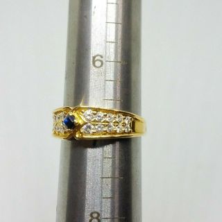 Van Cleef & Arpels VCA Vintage 18K Yellow Gold Blue Sapphire Diamond Ring 4.  7 g 7