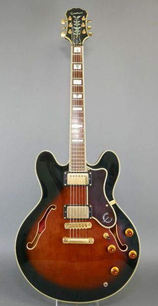 Vtg 1998 Epiphone Sheraton II Sunburst Semi - Hollowbody Electric Guitar 3