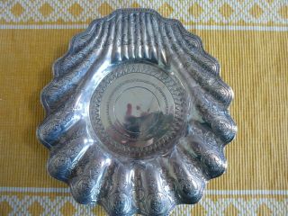 Antique Sanborns Mexico Sterling Silver,  Three Owl Mark,  Shell Shaped Dish,  11.  7 2