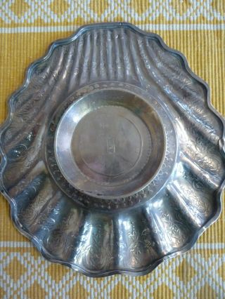 Antique Sanborns Mexico Sterling Silver,  Three Owl Mark,  Shell Shaped Dish,  11.  7 6