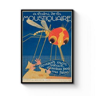Vintage Mosquito French France Travel Advert Art Poster Print: A4 - B1 Framed