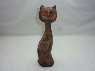 Vtg Cast Iron Cat Doorstop Sculpture Mcm Atomic Danish Modern Art Deco Decor 12