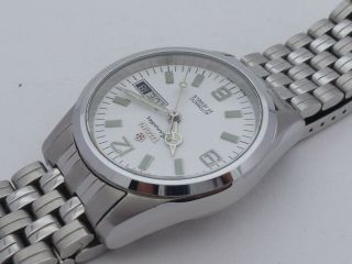 VINTAGE MEN ' S TITONI AUTOMATIC 25 JEWELS WHITE D/D DIAL WRIST WATCH EXCELL 7