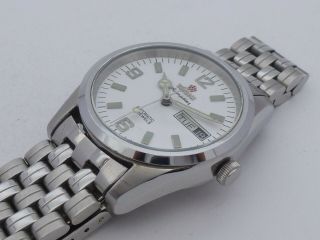 VINTAGE MEN ' S TITONI AUTOMATIC 25 JEWELS WHITE D/D DIAL WRIST WATCH EXCELL 8