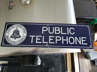 Vintage Illinois Telephone Bell System Public Telephone Porcelain Sign Rare