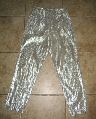 Vintage 1950s Frederick ' s of Hollywood Silver Lame Cigarette Pants Size 7/8 3