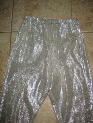 Vintage 1950s Frederick ' s of Hollywood Silver Lame Cigarette Pants Size 7/8 4