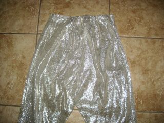 Vintage 1950s Frederick ' s of Hollywood Silver Lame Cigarette Pants Size 7/8 5