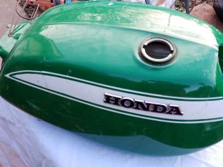 Vintage Honda Motorcycle Gas Fuel Tank Green W/ White Stripe