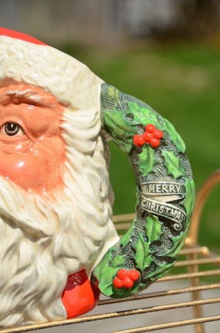 Royal Doulton Vtg 1987 Ceramic Santa Claus Mug Toby Jug Wreath Handle 7 