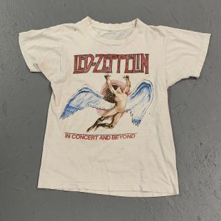Vtg 70s Led Zeppelin Tee Shirt Single Stitch Pink Floyd Rolling Stones L
