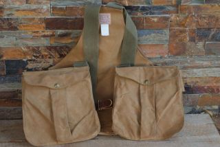 Vtg Filson Waxed Oil Tin Cloth Bird Hunting Leather Strap Game Bag Vest Style 30