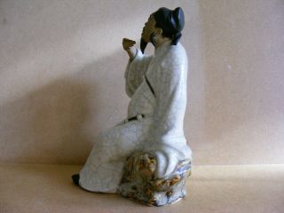 Vintage Chinese Mud Man Daoist Immortal Cao Guo Jiu Crackle Glaze Figurine 4