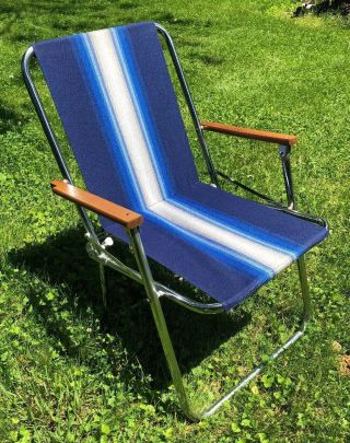 Mid Century 60’s Air - Stream Chrome Folding Rv Camping Chair Zip Dee Vintage