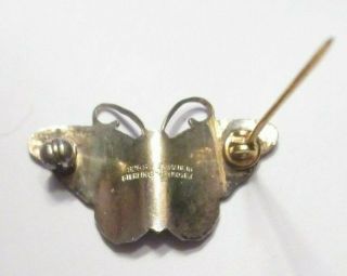 Vtg T Marthinsen Yellow Butterfly Brooch Made In Norway 925S Sterling Enamel Pin 2