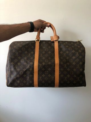 Louis Vuitton Keepall 50 Vintage Monogram Duffle Bag Travel Carry On Luggage