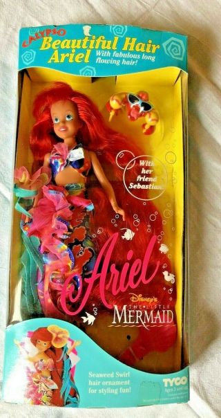 Hair Ariel Disney Little Mermaid Tyco Doll W/ Sebastian Rare Nrfb