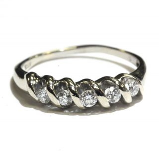 14k White Gold.  22ct Vs1 G Diamond Wedding Ring Band 2.  4g Vintage Estate Antique