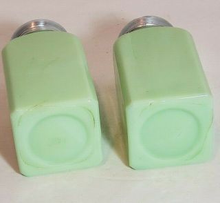 Vintage Square Fire King Anchor Hocking Jadeite Salt and Pepper Shakers 5