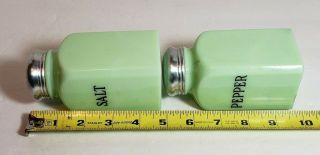 Vintage Square Fire King Anchor Hocking Jadeite Salt and Pepper Shakers 8