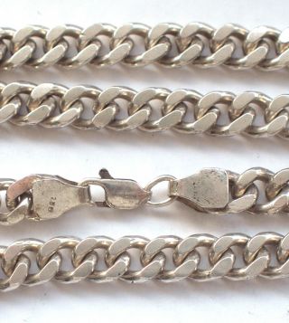Long Heavy 925 Sterling Silver Curb Link Chain Necklace Vintage 63 Grams