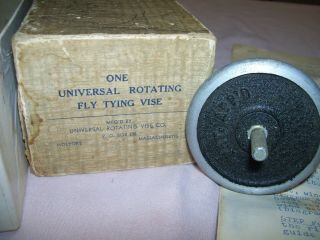 Vintage Antique Rotating Fly Tying Vise with Box Instructions Fishing 2