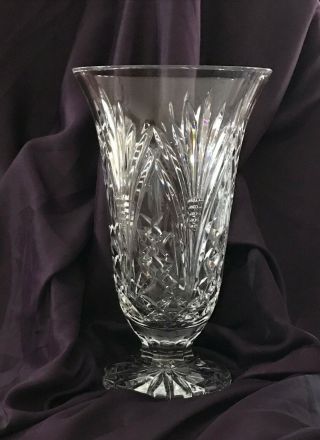 Vintage Waterford Crystal 14 Inch Footed Vase Seahorse Waterford Etched