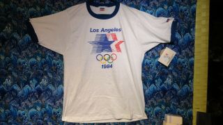 Vintage 1984 Levis Los Angeles Usa Olympics Ringer T - Shirt Med With Tags