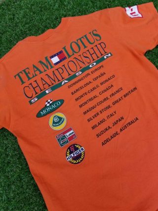Vtg Rare 90s Tommy Hilfiger Team Lotus Racing Championship Season Orange Shirt M