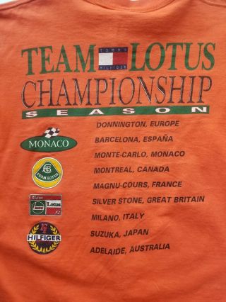 Vtg Rare 90s Tommy Hilfiger Team Lotus Racing Championship Season Orange Shirt M 6