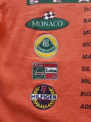 Vtg Rare 90s Tommy Hilfiger Team Lotus Racing Championship Season Orange Shirt M 7