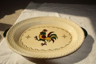 Vintage Poppytrail By Metlox - Rooster - Green Serving Platter 22