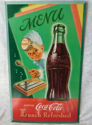 Vtg Rare 1949 Coca Cola Sprite Boy Litho Cardboard Advertising Poster Sign 27 "