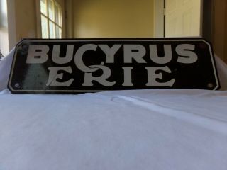 Authentic Vintage Bucyrus Erie Crane Porcelain Sign -