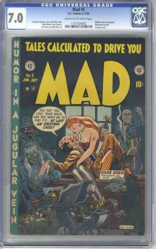 Mad 5 Cgc 7.  0 Golden Age Ec Rare Bill Elder Cover Art